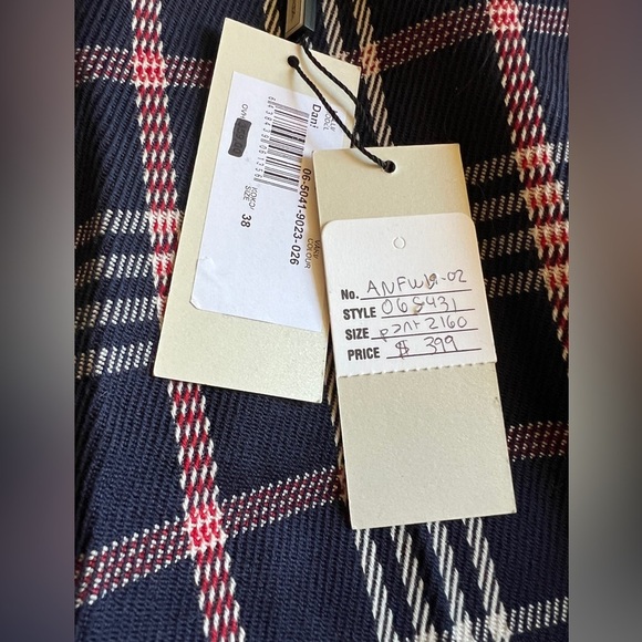 Andiata Women’s Virgin Wool Plaid Pants Navy Red White Size 38 (US 10) Trousers - Picture 5 of 8